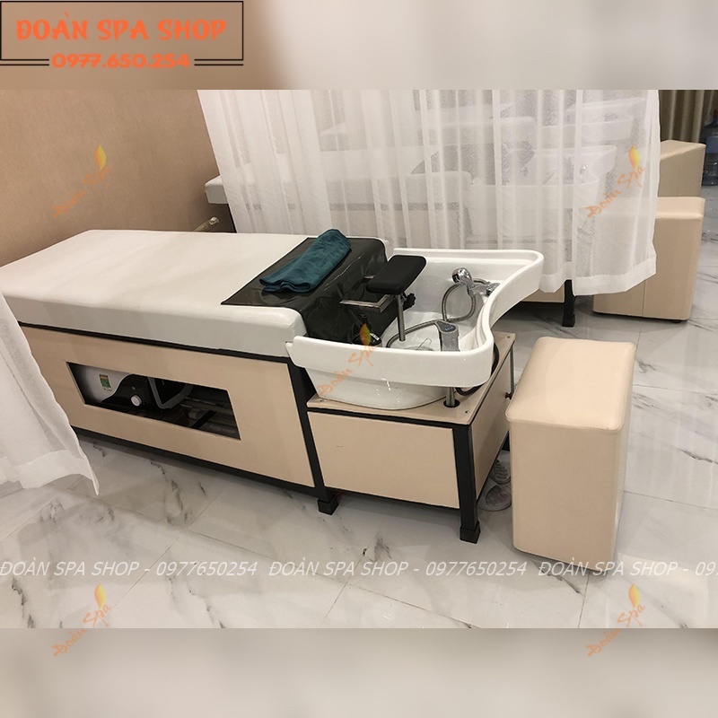 Giường gội dưỡng sinh tai thỏ bồn sứ kèm ghế ngồi