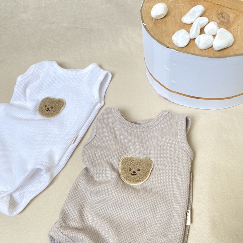 Body 3 lỗ gấu thêu cho bé trai , bé gái chất cotton wafter Hàn mát mịn
