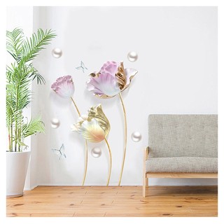 Decal dán tường HOA TÍM CÁNH MỎNG 3D SIÊU HOT 01