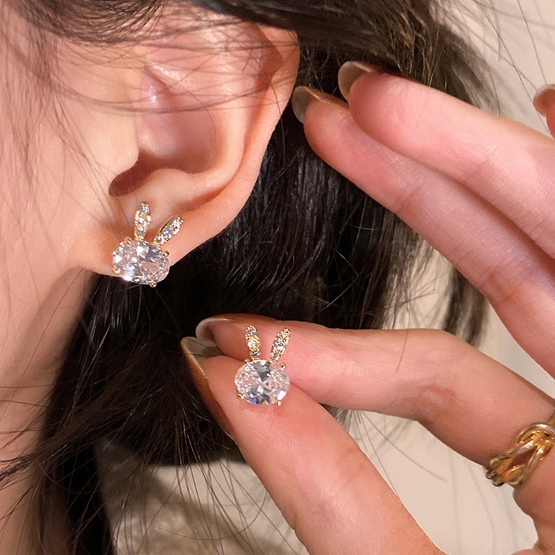 Khuyên Tai Bạc 925 Trang Trí Hình Thỏ Đính Ngọc Trai Thời Trang Dành Cho Nữ
