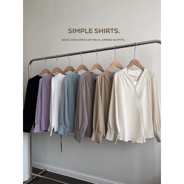 2082 ÁO SƠ MI CỔ V CÚC CHÉO