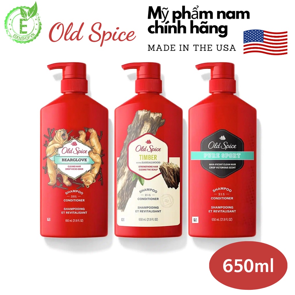 [CHÍNH HÃNG] Dầu Gội Xả 2in1 nam OLD SPICE 650ml Full mùi hương quyến rũ & giá tốt | Shampoo & Conditioner | made in USA