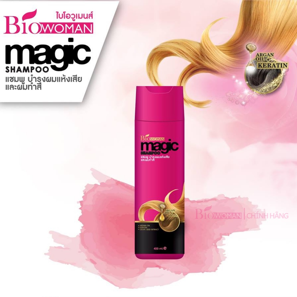 Dầu gội Biowoman Magic Shampoo Hydrolyzed Keratin giúp nuôi dưỡng giữ màu tóc nhuộm 400ml