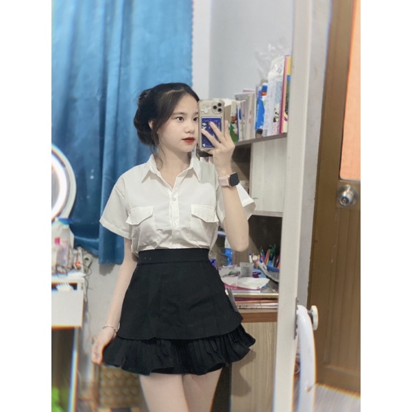 Chân váy ngắn 1 tầng xếp ly hàng loại 1 quảng châu