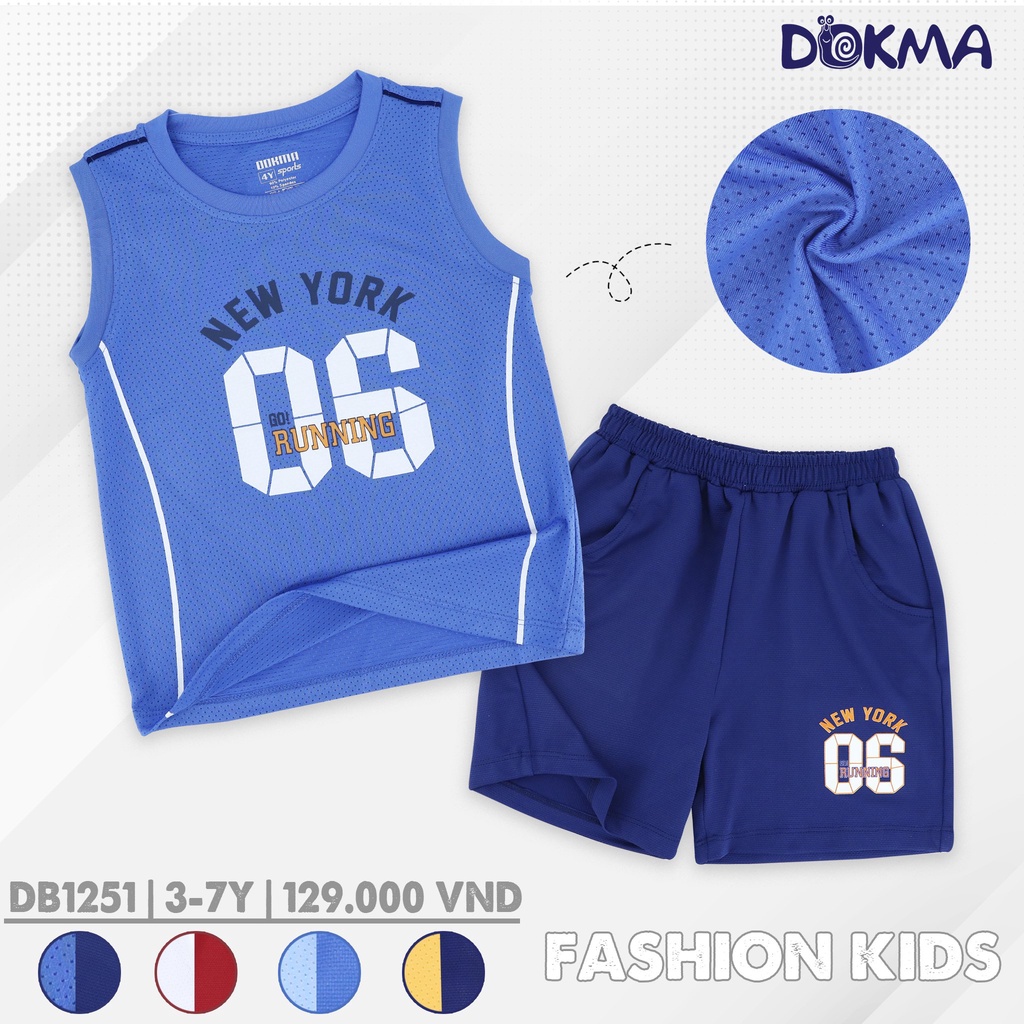 🌶 🌶 🌶Bộ ba  lỗ thể thao cho  bé trai 3-7y Dokma  DB1251