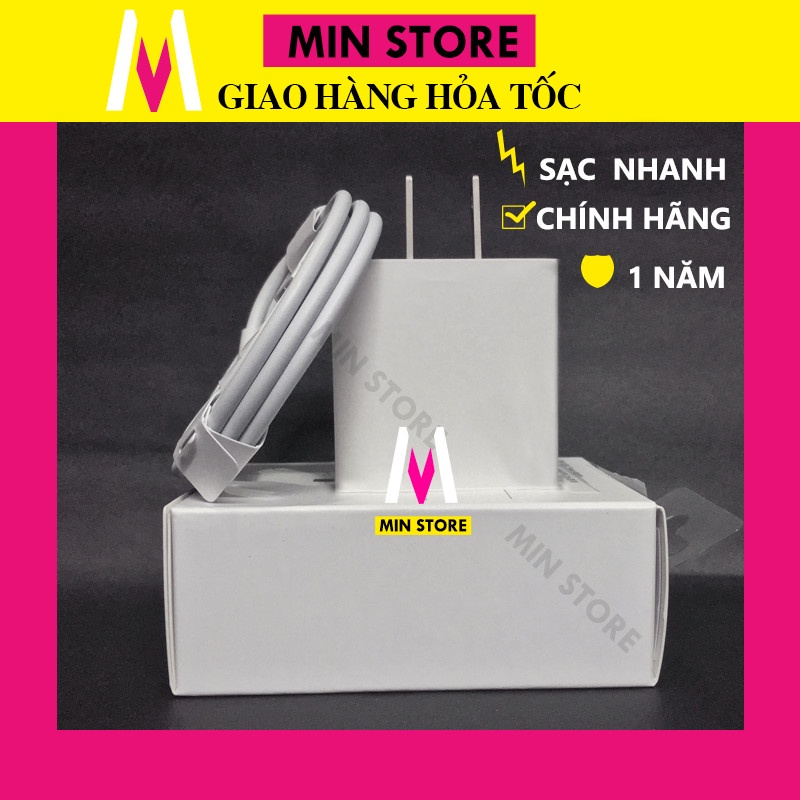 Sạc Nhanh 20W Chính Hãng USB-C,Củ Sạc Nhanh Type C Chân Dẹp,Dây Sạc Nhanh Type C To L - Bảo Hành 12 Tháng Min Store