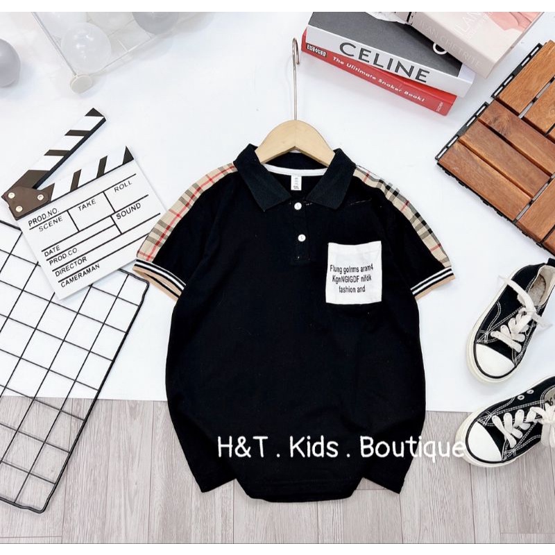 Áo Polo cộc tay cổ bẻ bé trai chất cotton co dãn size đại 20-40kg