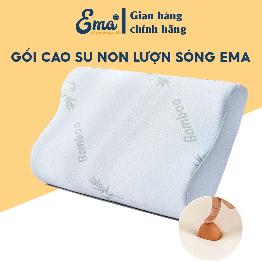 Gối cao su non Ema cho người lớn - Gối Memory Foam vỏ sợi tre kháng khuẩn, chống mùi hôi