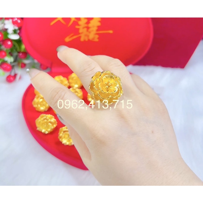 Nhẫn hoa mai mạ vàng 24 cao cấp mẫu mới về siêu đẹp ( nhẫn có khắc kí hiệu 9999 )