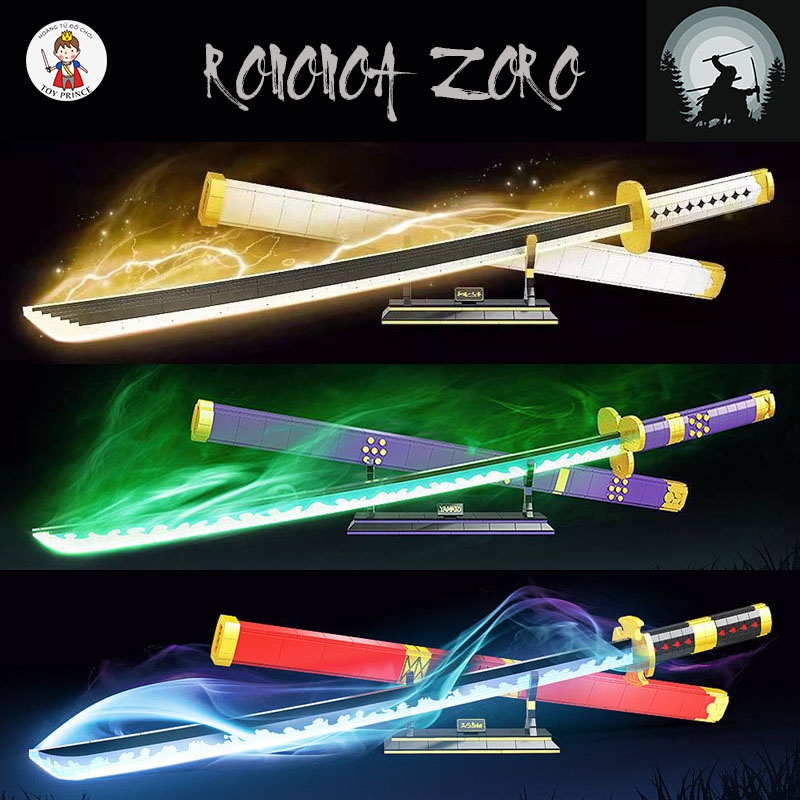 ĐỒ CHƠI LẮP RÁP MÔ HÌNH THANH KIẾM DẠ QUANG PHÁT SÁNG ENMA/WADO ICHIMONJ/SANDAI KITETSU CỦA ZORO ONE PIECE K721