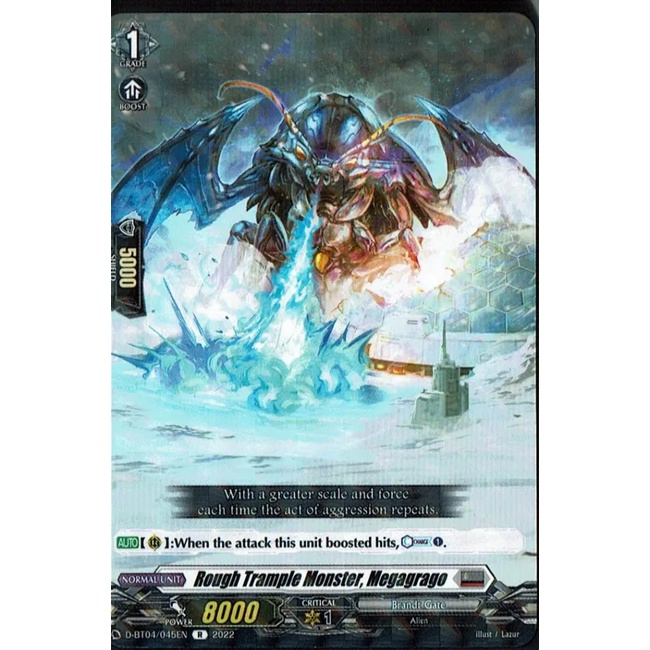 01 lá thẻ hình chính hãng trò chơi vanguard D-BT04/045 Rough Trample Monster, Megagrago – Rare (R)