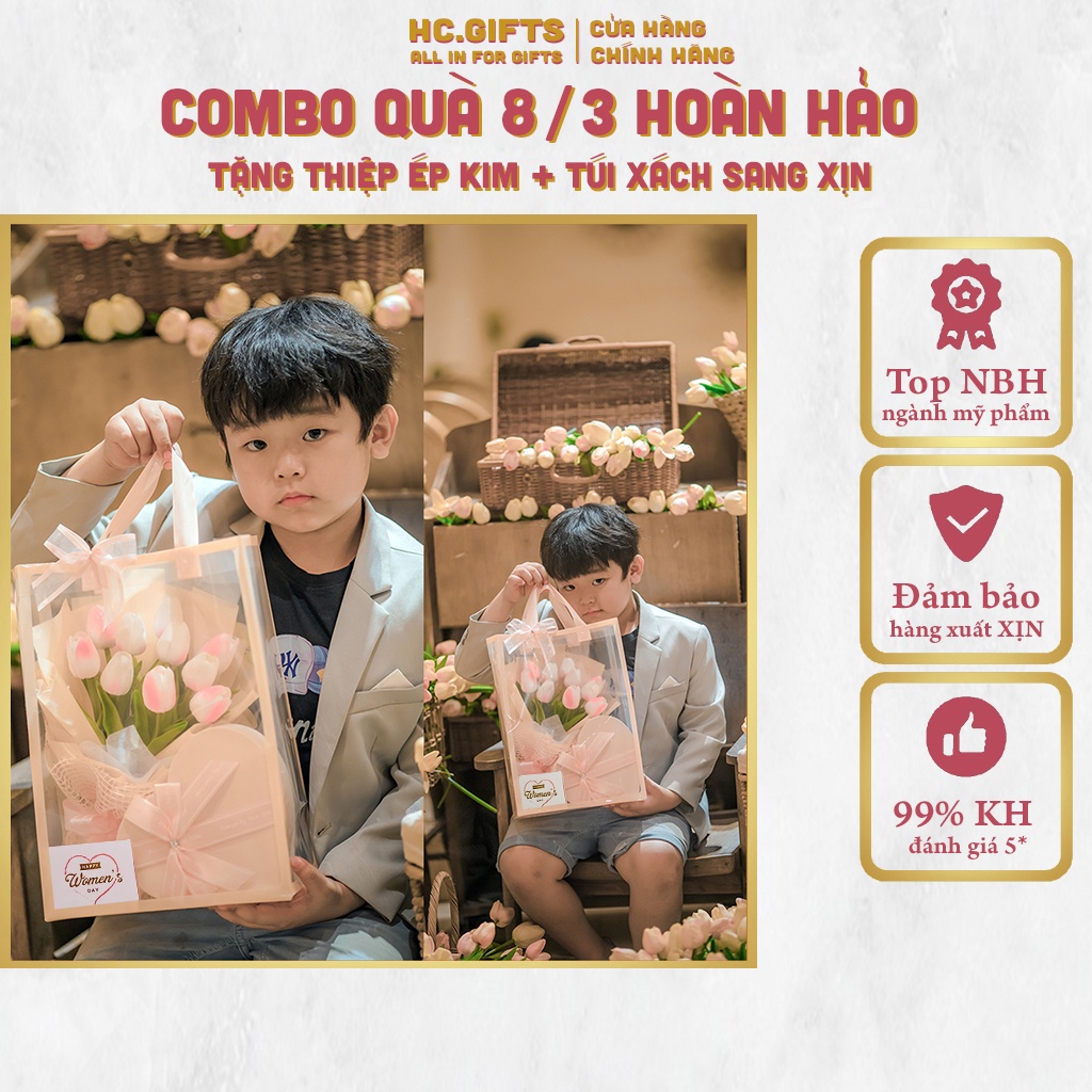 Quà Sinh Nhật Hoa Tulip , Set Quà Sinh Nhật Hoa Son Môi Nước Hoa Pháp Chính Hãng Sang Trọng Ý Nghĩa - HC GIFTS