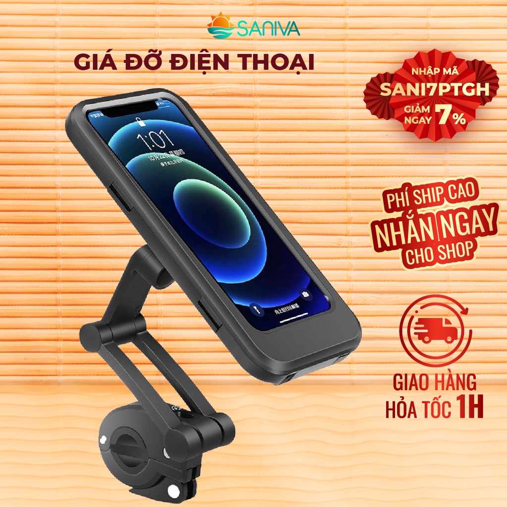 Kẹp Giá Đỡ ĐiệnThoại Xe Máy Chống Nước Xoay 360 Độ - Giá Đỡ Điện Thoại Xe Máy Gắn Chân Gương Cảm Úng Đi Mưa