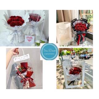 Bó hoa Hồng kim tuyến kèm đèn nháy ,túi xách và thiệp quà tặng sinh Nhật