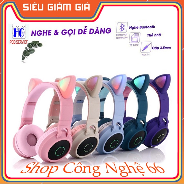 Tai Nghe Chụp Tai Mèo Bluetooth STN28, Có Mic Đàm Thoại, Nhiều Màu Sắc, Âm Thanh Bass Mạnh Mẽ,Online, Chơi Game Tiện Lợi