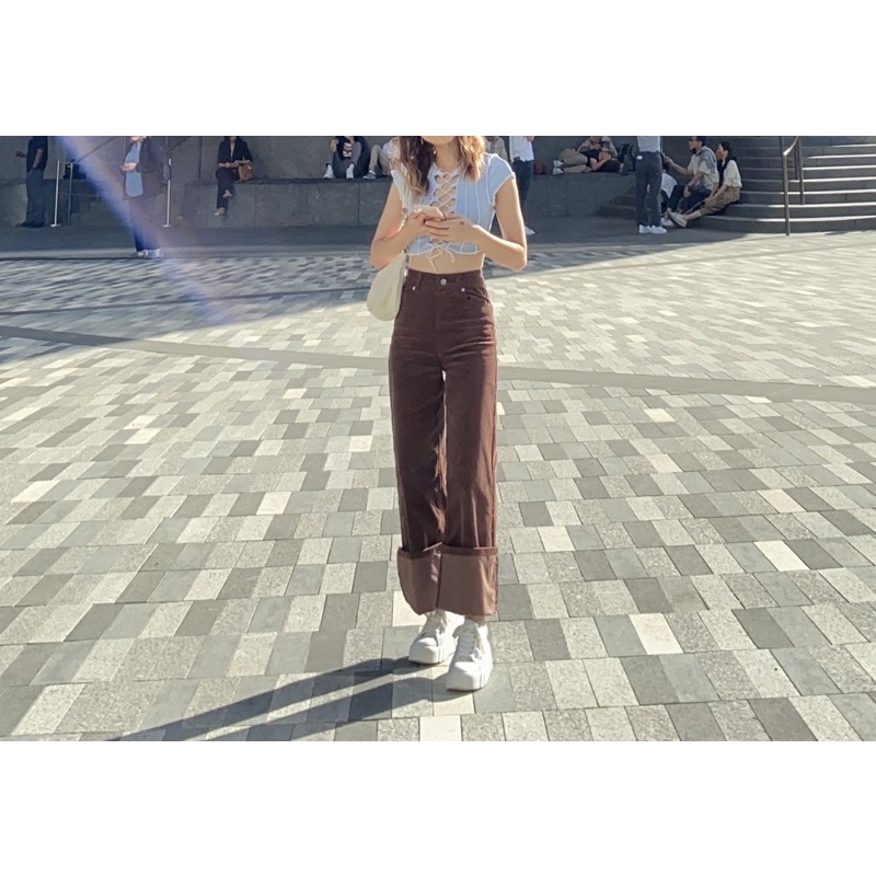 Quần nâu ống đứng H&M eo 58-62