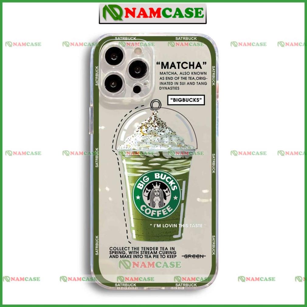 Ốp lưng iphone trà sữa starbuck cạnh vuông chống sốc silicon trong bảo vệ cam ip 6/6s/7/8/X/XS/11/12/13/14 Pro Plus Max