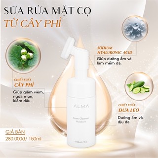 Sữa rửa mặt cọ đầu cọ massage tạo bọt alma foam cleanser chiết xuất cây phỉ