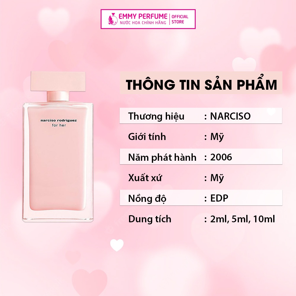 Nước hoa nữ Narciso For Her 4 mùi - Mùi hương hoa cỏ ngọt ngào quyến rũ
