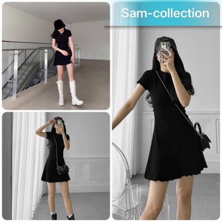 V116-Đầm thun tăm cổ tròn dáng xoè gấu bèo tay ngắn ☘️freeship