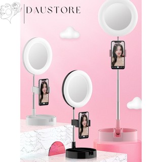 Đèn led livestream, quay tiktok tích hợp gương trang điểm kèm giá đỡ điện thoại gấp gọn 10745