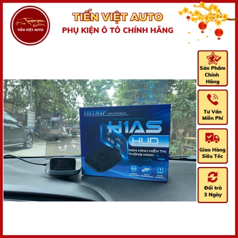 VIETMAP HUD H1AS tích hợp cảm biến áp suất lốp TPMS, dẫn đường thông minh