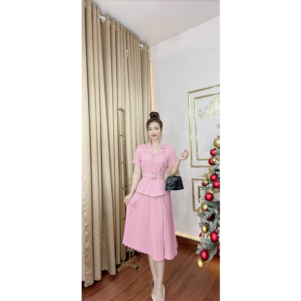 Sét vest có chân váy dập ly hàng xuất dư cao câp