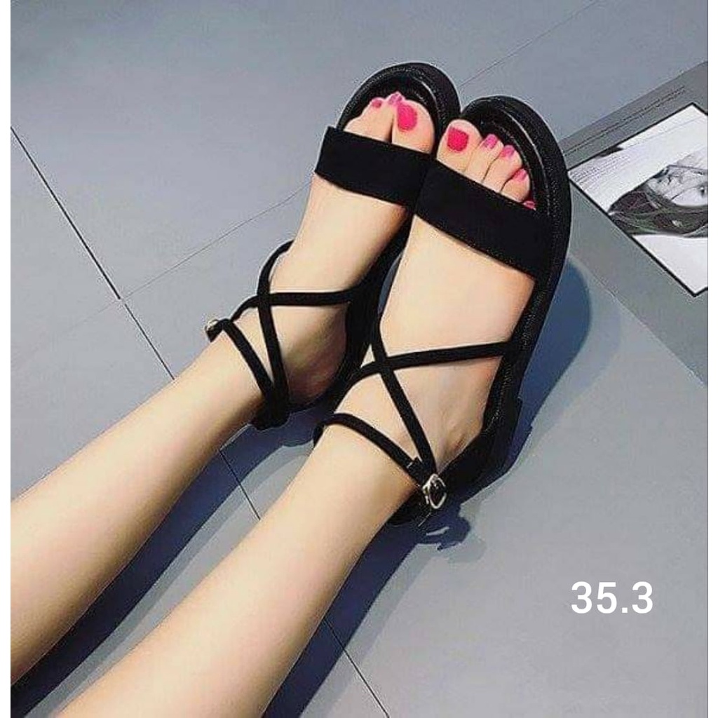 Sandal snc bản ngang quai chéo đế bằng