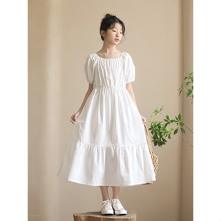 Váy trắng cổ chun xinh cho bé gái size đại Thời trang trẻ em váy đầm 6 - 15 tuổi