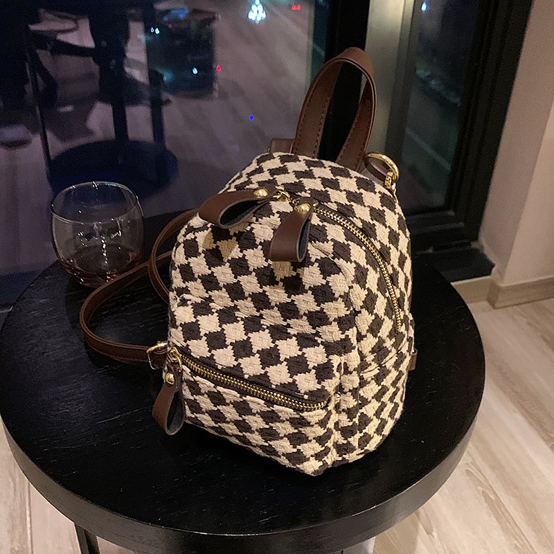 balo nữ chất vải dệt xịn xò họa tiết trám chéo kiểu Nhật Capucha BL14