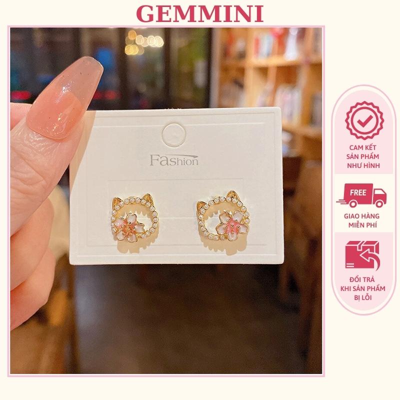 Bông tai khuyên tai nữ hình con mèo đáng yêu phụ kiện trang sức phong cách Hàn Quốc GEMMINI GM074