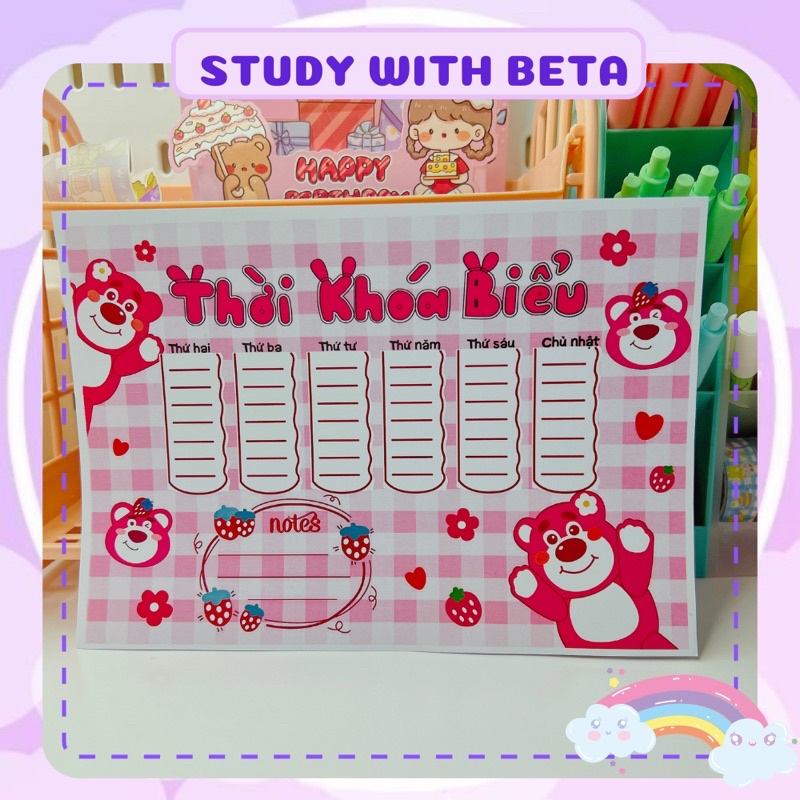 Set 6 thời khoá biểu gấu lotso siêu cute khổ A5