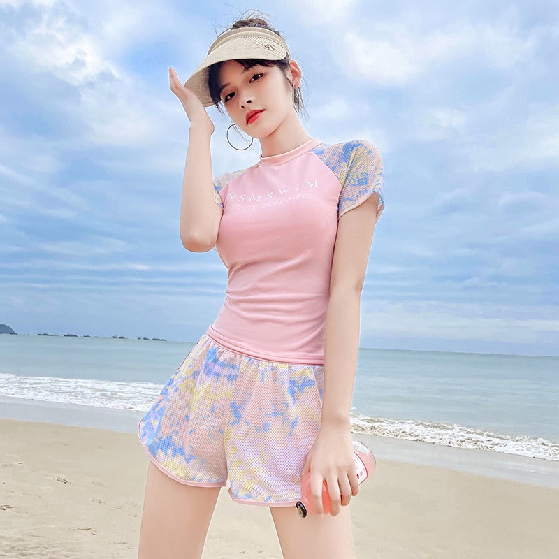 Bộ đồ bơi bikini nữ 2 mảnh màu sắc trẻ kín đáo thời trang thể thao đi biển V0083 | BigBuy360 - bigbuy360.vn