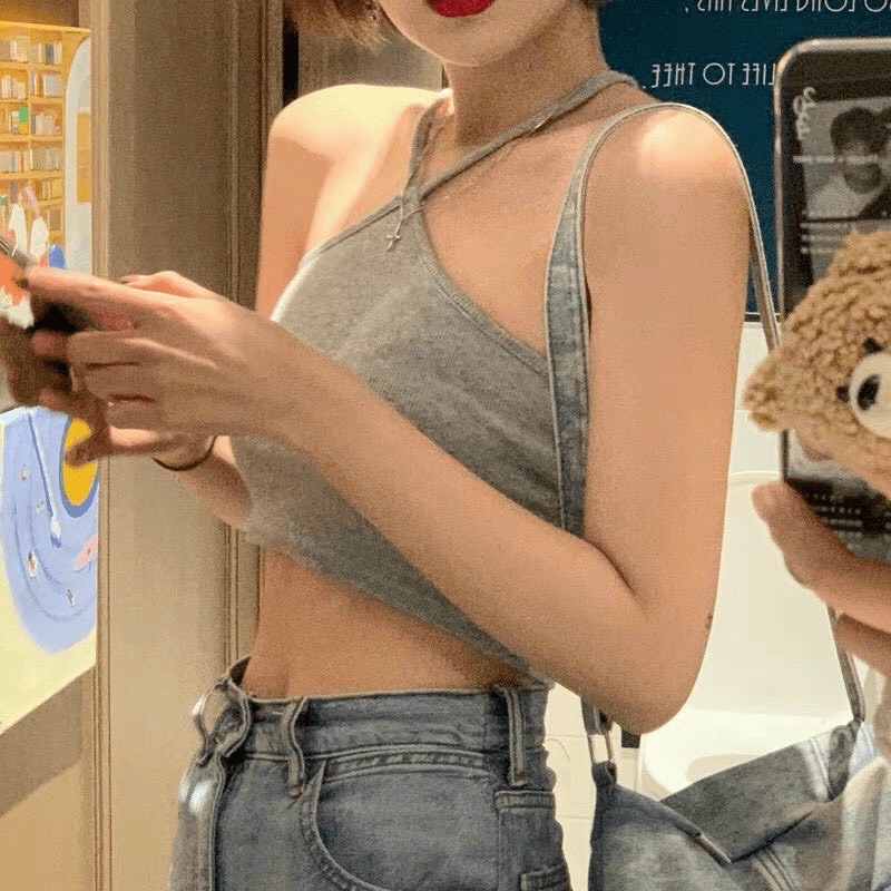 Áo Croptop Nữ Kiểu Cổ Yếm Vải Cotton Co Giãn Tốt Phong Cách Trẻ Trung Năng Động NEW UNISEX