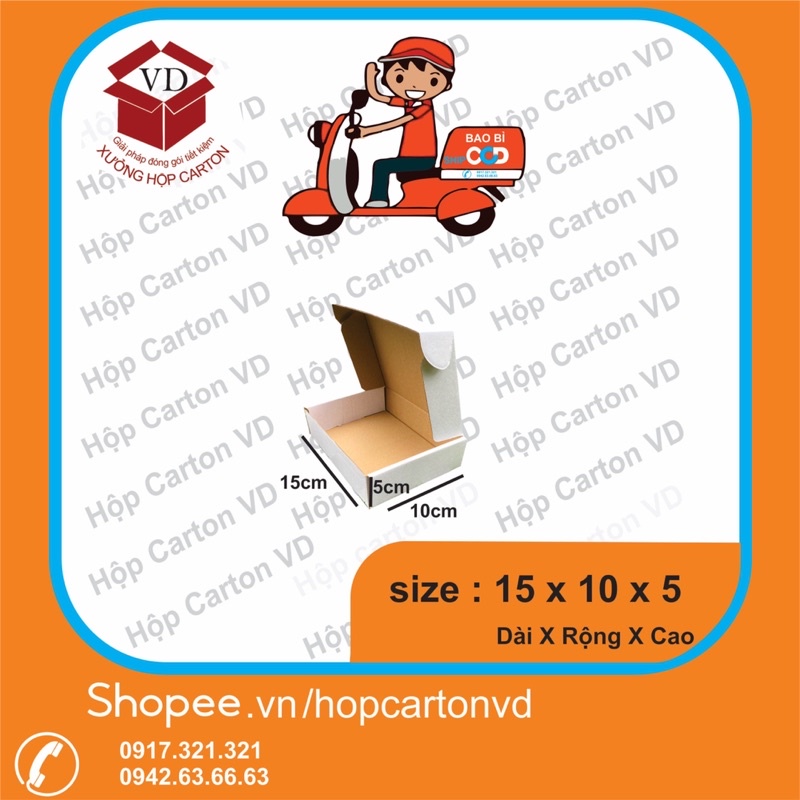 Hộp carton nắp gài màu trắng size 15x10x5