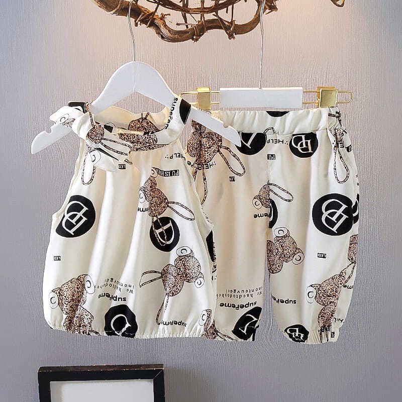 Set bộ yếm buộc nơ xinh xắn cho bé yêu chất liệu cotton mềm không bai không xù