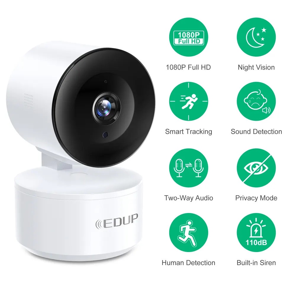 Camera Wifi thông minh EDUP Model Number : EH-1080P15. Đàm thoại 2 chiều, Cảnh báo khi có người lạ đột nhập