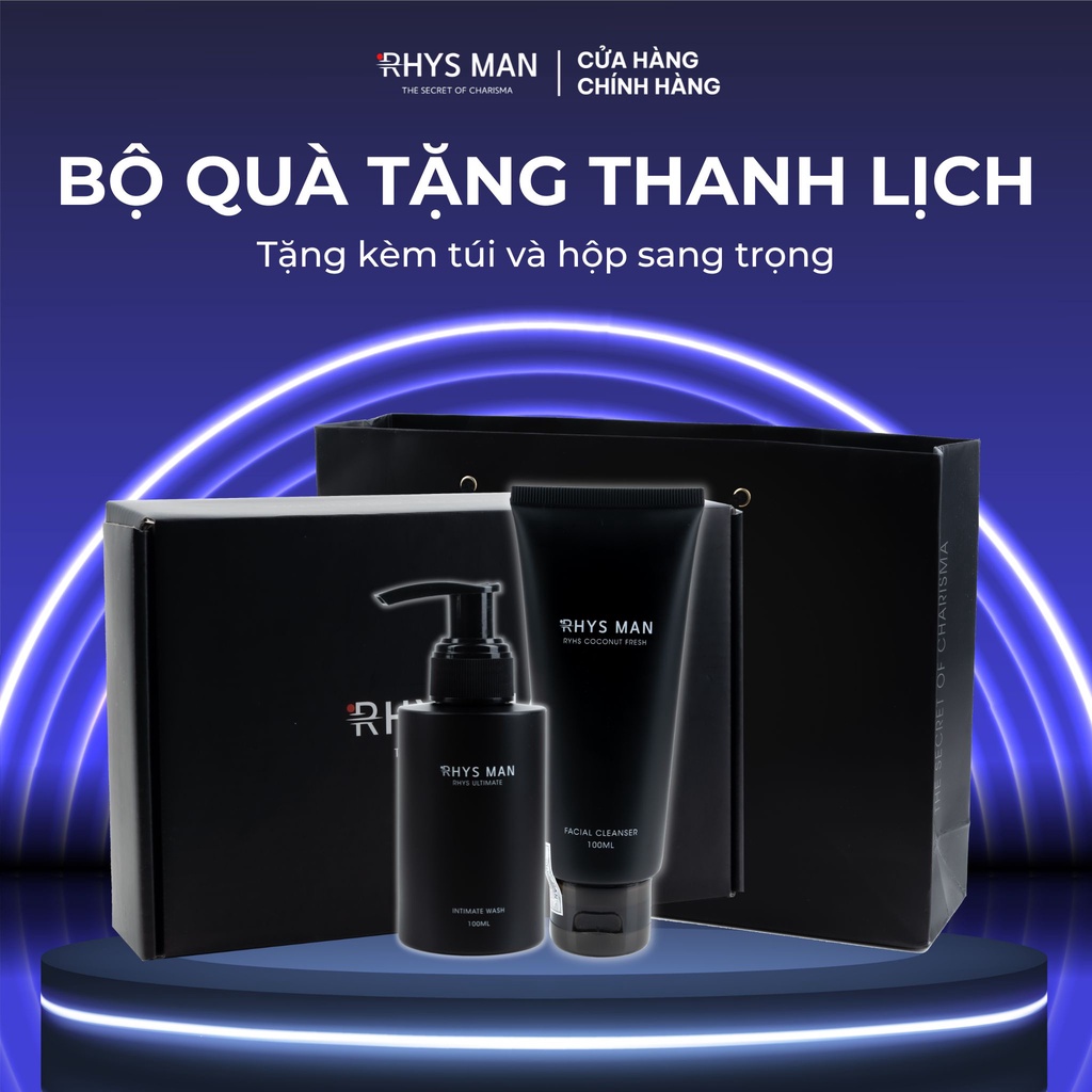 Bộ quà tặng Sữa rửa mặt nam Rhys Coconut Fresh 100ml & Dung dịch vệ sinh