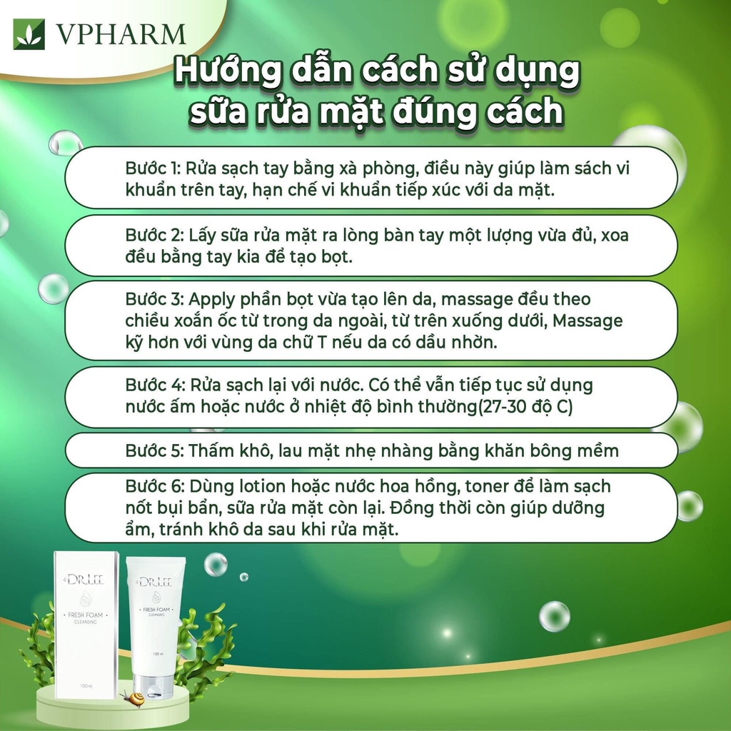 Sữa rửa mặt +DR.LEE Fresh Foam Cleansing giúp làm sạch sâu và dưỡng ẩm cho da tuýp 100ml