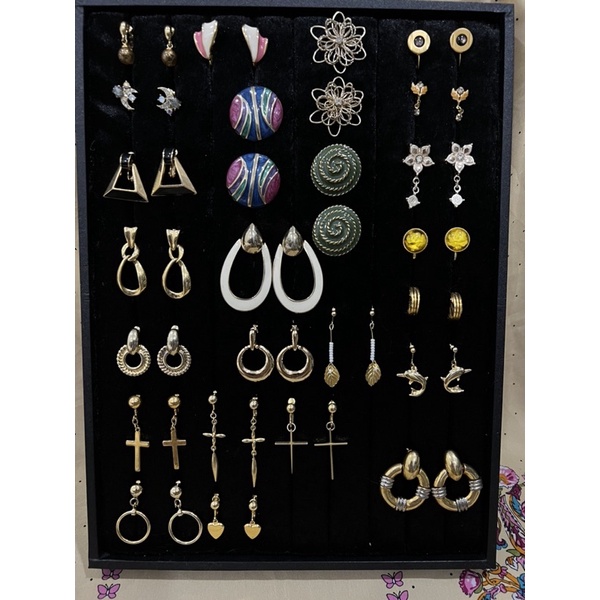 Bông tai kẹp Vintage - Si Nhật , hoa tai gài không cần bấm lỗ tai
