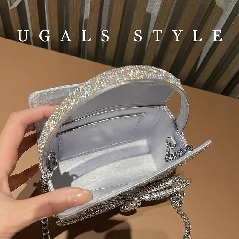 ORDER 🌸 Túi bling hộp vuông nơ full đá 16cm cầm tay hoặc đeo dây xích
