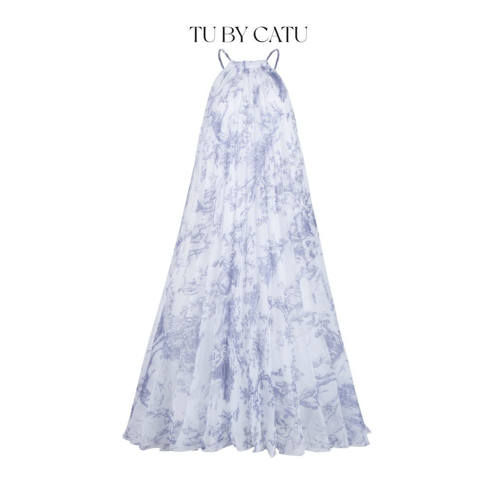 TUBYCATU | Đầm xếp ly floral blue dress (Limited)
