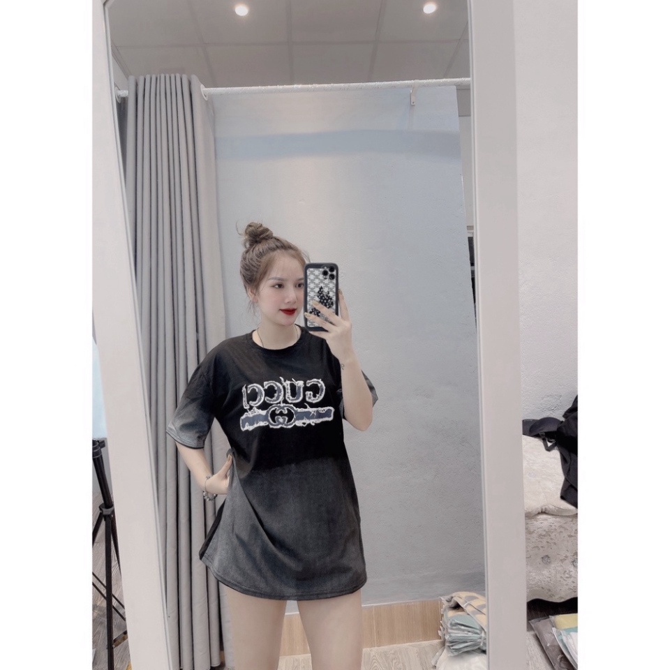 S123 Áo Cộc tay Gucci In Hình Tia Sét Áo Thun Gucci BLADE Form Rộng - áo phông nam nữ Cotton 100% Mát Mịn