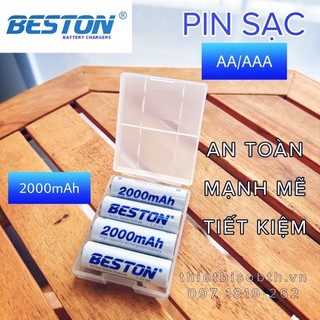 Pin sạc beston 1.2v aa aaa. sạc pin chính hãng beston vỉ 4 viên 2000mah