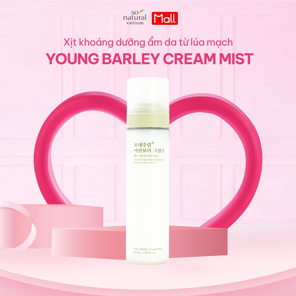 Xịt Khoáng Cấp Ẩm Dưỡng Da Mầm Lúa Mạch Green Barley Cream Mist So Natural (120ML)