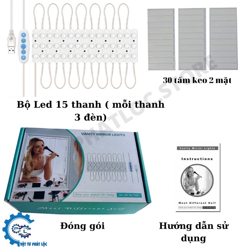 Bộ Đèn Led Gắn Gương Bàn Trang Điểm, Đèn Dán Trang Trí Gương Siêu Sáng Dài 5m, 5 Chế Độ Sáng SF605