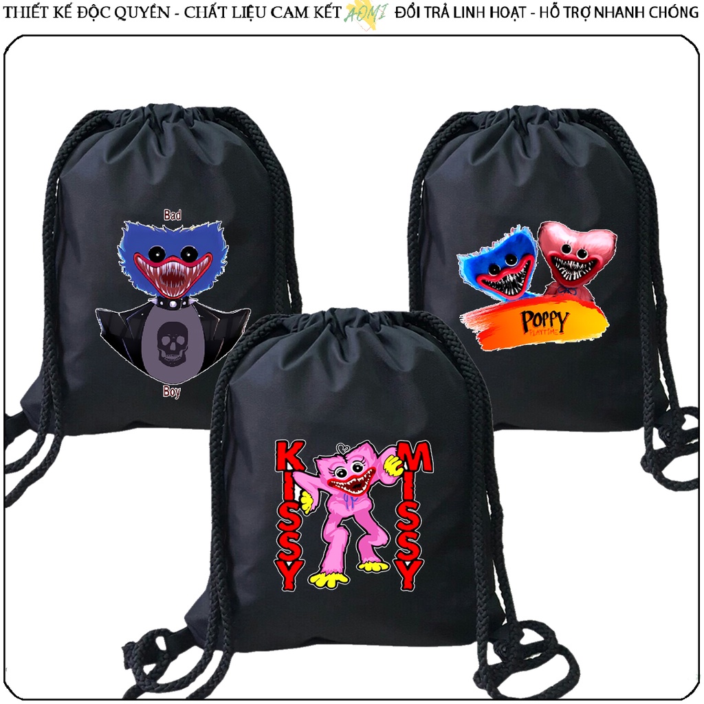 BALO Poppy Playtime huggy wuggy MINI AOMIVN DÂY RÚT ĐEO VAI 33x38cm NHỎ XINH UNISEX CHẤT CANVAS CUTE TIỆN ÍCH DU LỊCH