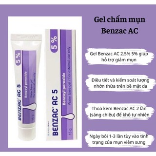[CAM KẾT CHÍNH HÃNG] Gel giảm mụn Benzac AC 5