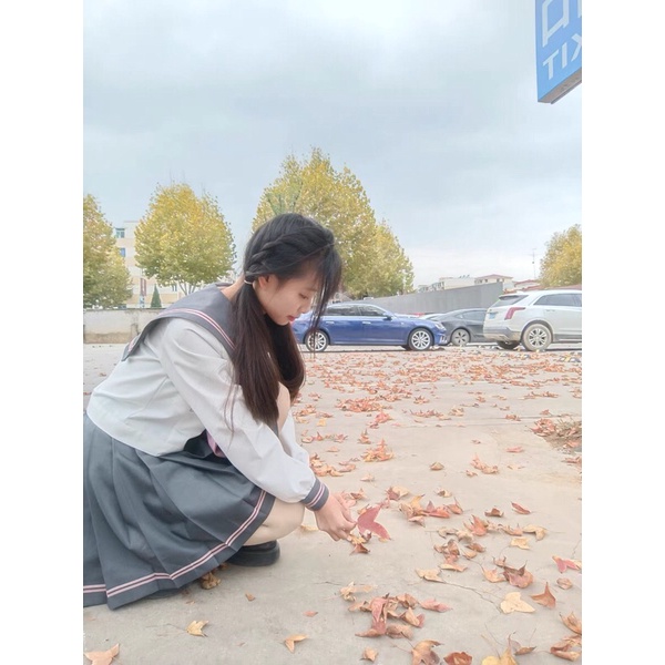 YAS0434-Set seifuku cơ bản thêu hoa anh đào