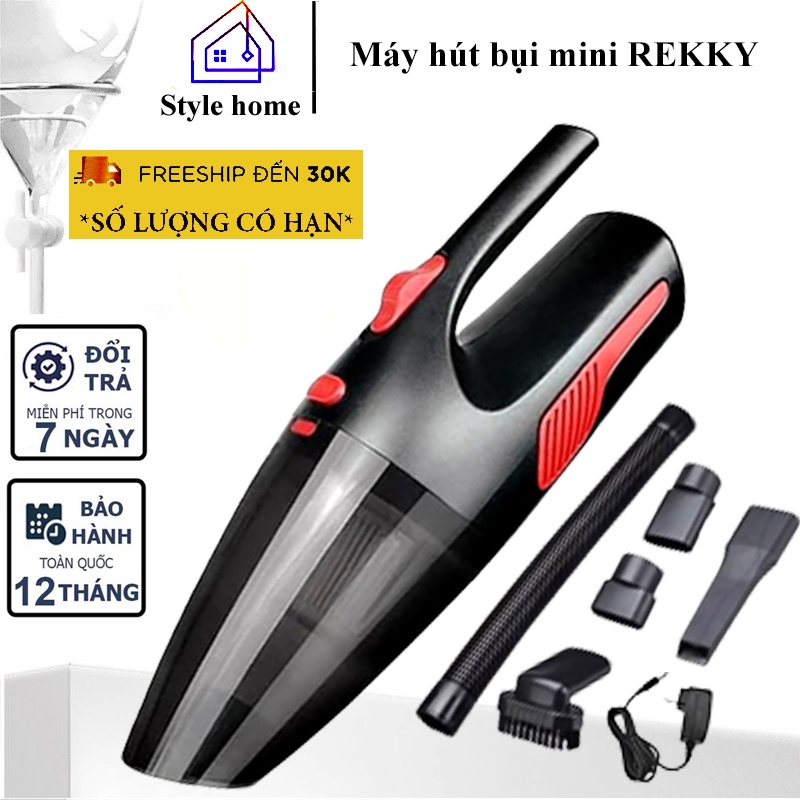 Máy hút bụi không dây cầm tay mini REKKKY, với công suất lớn 120W hút được nhiều loại bụi kể cả bụi mịn